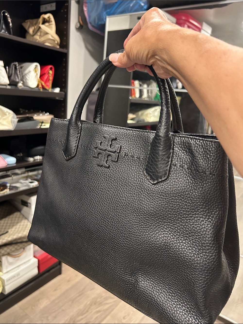 Tory Burch Black Pebbled Leather Satchel